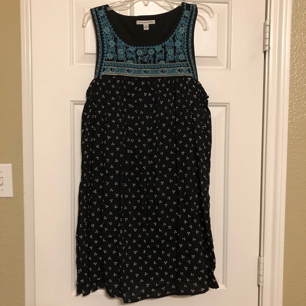 American Eagle Embroidered Open Back Dress
